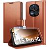 Eirltiy Cover per Xiaomi Redmi Note 15 Pro 5G Portafoglio Pelle PU Premium, Custodia Scomparti Carte Antiurto Protettiva Case con 1 Vetro Temperato, Marrone
