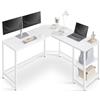 VASAGLE Scrivania per Computer a Forma di L, 138 x 138 x 76 cm, Scrivania ad Angolo con 2 Ripiani, per Ufficio Studio, Bianco Acero LWD072W44
