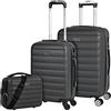 ITACA - Set valigie - Set Valigie Rigide Offerte. Valigia Grande Rigida, Valigia Media Rigida e Bagaglio a Mano. Set di Valigie con Lucchetto Combinazione TSA, Antracite