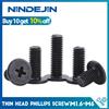 NINDEJIN Phillips Vite a testa tonda piatta ultra sottile M1.6 M2 M2.5 M3 M4 M5 M6 Vite per laptop a testa sottile CM in acciaio al carbonio per computer