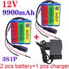 Jedila 100% nuova piastra di protezione 3S1P12v 9.9Ah batteria 12V 9900mAh 18650 agli ioni di litio DC12.6V batteria super ricaricabile + caricabatterie