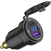 AiELEMZION Spina DIN Hella a USB C PD 3.0 QC 3.0 Caricatore USB Adattatore di alimentazione Voltmetro con interruttore ON-Off per moto BMW Ducati Triumph