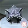 NONE Anello in argento 925 di alta qualità Hip Hop Big Five Star per le donne Pave Impostazione Anello con zircone Regalo di gioielli cucina per feste