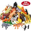 ODILO 54 pezzi mini giocattoli animali della giungla set animali di plastica selvaggi realistici giocattoli di apprendimento elefante gazzella giraffa gnu gorilla leone tigre