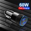 Javivid Caricabatteria da auto USB C da 60W, adattatore per accendisigari USB-C ricarica rapida doppia porta PD3.0 spina di alimentazione di tipo C compatibile con iPhone Ga