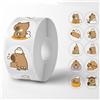 Bandai 500 Pezzi/Rotolo Adesivi Carini di Capibara Impermeabili, Decorativi Estetici per Graffiti, Valigie, Laptop, Tazze, Telefoni, Diari, Libri, Giocattoli