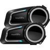 Fodsports 2 pezzi Fodsports FX7 Mesh interfono moto auricolare per casco Bluetooth, 10 ciclisti 2000M, radio FM, doppio Bluetooth 5.4
