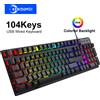kebidumei Tastiera cablata da 104 tasti Tastiera da gioco colorata RGB Tastiera meccanica Tastiera standard per computer portatile Windows