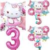 Set di palloncini per feste Hello Kitty da 32 pollici Kitty Pink Number Foil Balloon Decorazione per feste di compleanno per bambini Baby Shower Helium Globos
