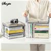 Borsa portaoggetti organizer in PVC trasparente da 1 pezzo, borsa portaoggetti pieghevole per libri per uso domestico, borsa per la polvere per organizzare scaffali per studenti