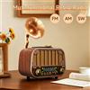 Radio vintage multibanda, radio FM AM SW portatile, streaming musicale wireless e riproduzione di schede TF, stile retrò per casa/giardino