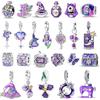 NONE Ciondolo in Argento Sterling 925 Serie Viola con Giglio della Valle, Rosa, Sirena e Cappello da Strega, Adatto per Bracciali e Collane Fai-da-Te, Regalo Affascinante