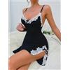 NONE Indumenti da notte sexy da donna in raso di seta con scollo a V camicia da notte con orlo diviso morbido abito da notte senza maniche indumenti da notte abiti femminili