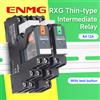 ENMG Set di Relè Elettromagnetici Intermedi ENMG RXG 24VDC con LED, Base Plug-in 8-Pin 5-Pin 220VAC, Protezione da Sovratensione 2NO 2NC DIN35mm