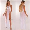 NONE Copricostume Estivo da Donna, Abito da Spiaggia Sexy in Rete Trasparente, Vestito Lungo Senza Maniche con Spalline