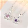 NONE Collane in argento sterling 925 con fiori di pesca rosa viola per le donne, gioielli di lusso di qualità per matrimoni, regali di compleanno per feste