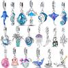 NONE Ciondolo in Argento Sterling 925 Serie Estiva, Charm Blu con Vita Marina, Compatibile con Bracciali Originali, Regalo di Gioielleria per Donne