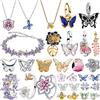 NONE Anello in Argento S925 Placcato con Farfalla, Fiore, Ape, Tulipano, Bracciale, Collana, Ciondoli, Perle con Gemme Intarsiate in Smalto, Regalo, Gioielli alla Moda