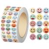 NONE Rotolo di adesivi colorati con faccine sorridenti da 1500 pezzi, etichette rotonde con espressioni, sigilli decorativi autoadesivi per imballaggi, premi