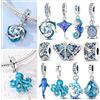 NONE Ciondoli in Argento Sterling 925 Blu a Forma di Squalo Balena, Tartaruga Marina, Delfino, Cavalluccio Marino, Compatibili con Bracciali Originali e Gioielli