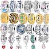 NONE Nuovi Charm a Clip in Argento Sterling 925, Charm con Chiusura e Perla Distanziatrice in Silicone, Compatibili con Bracciali e Collane Originali, Gioielli Fai da Te per Donna