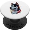 Akita Puppy Lover PS Akita Colorato Splatter Art Acquerello dipinto PopSockets PopGrip Adesivo