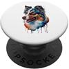 Australian Shepherd Puppy Lover PS Pastore australiano colorato Splatter Art acquerello dipinto PopSockets PopGrip Adesivo