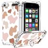 KANGHAR Custodia per iPod Touch 7/6/5 iPod Touch 5a/6a/7a generazione in morbido poliuretano termoplastico, con stampa di mucca, con pellicola proteggi schermo, supporto ad anello con cavalletto