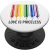 Priceless Pride Designs Grafica di supporto LGBTQ+ con codice a barre arcobaleno invecchiato PopSockets PopGrip Adesivo