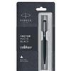 Parker Penna a sfera Parker Vector nero opaco CT BP bordo cromato Quink Blue ricaric...