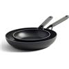 KitchenAid Classic Forged Aluminium Set di Padelle in Alluminio duro anodizzato, Senza PFAS, Ceramica antiaderente, 20 e 28cm, Adatte a Tutti i Tipi di Fornelli, Induzione, Forno e Lavastoviglie, Nero