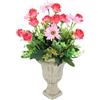 Flair Flower Fiori artificiali con rose selvatiche in vaso, 37 cm, rose artificiali, decorazione per tomba, fiori artificiali in seta, decorazione per matrimoni, bouquet di fiori, decorazione da tavolo