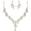 Clearine Set di gioielli da sposa per donna, collana a Y, orecchini pendenti, set impressionante cristallo a goccia a forma di foglia di fiore, ballo per damigella d'onore Iridescent