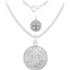 Only faith Collana con medaglia di San Benedetto in argento sterling 925, collana da 45 cm, medaglia da 1,5 cm e 2 cm, doppia faccia con croce di potere., Pequeño, Argento, Nessuna pietra preziosa