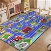 Capslpad Tappeto da gioco per bambini, 100 x 160 cm, antiscivolo, per la città, per la cameretta dei bambini, per la camera da letto, la sala giochi, colore blu