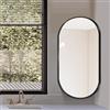 Generic Specchio Angolare Da Parete Girevole Ovale 35x60 40x70 50x80cm Specchio Da Bagno Specchio Da Parete Con Cornice In Metallo Supporto Girevole Specchio Per Il Trucco Per Spogliatoio(Black,W40xH80cm)