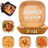 Sungoup Carta Forno per Friggitrice Ad Aria 23-27cm,200 Pezzi Antiaderente Impermeabile Antiolio Carta per Friggitrice Ad Aria,Fogli Friggitrice Ad Aria per 7-12L Air Fryer,Compatibile con COSORI