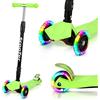 Jaxguom Monopattino per bambini, ruote a LED e 4 altezze regolabili, per scooter, bambini, pieghevole, con antiscivolo e stabilità