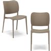REDÒKASA Set 2 sedie in polipropilene MADE IN ITALY ORBITA, impilabile, resistente ai raggi UV, design moderno, ideale per sala da pranzo, cucina, sala d'attesa, bar, ristoranti o giardino (2, Tortora)