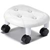 Tissting Sgabello Basso con Ruote, 33,5 x 15 x 26 cm Seduta Flessibile Girevole a 360° con Ruote Sgabello con Ruote Sgabello Mobile con Ruote Universali per Casa, Cameretta, Ufficio, (Bianco)