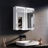 SONNI Armadietto Specchio Bagno con Illuminazione, 3 Colori Luce Regolabile Antiappannamento LED, Mobile Bagno con Specchio Verniciato Ferro a Singola, Design Armadietto Medicina,59x60x14cm