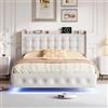 KSFASHZ Letto imbottito con effetto galleggiante, LED RGB e porte USB integrate, letto matrimoniale 140 x 200 cm con testiera e rete a doghe in tessuto velluto