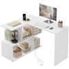 WOLTU Scrivania Angolare con Libreria, 120x100 cm, Scrivania a L con 2 Prese e Porta USB-C, Tavolo da Lavoro per Ufficio Camera da Letto Studio, Bianco