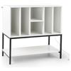 GIANTEX Supporto per giradischi con 6 scomparti e ripiano aperto, armadio per dischi in vinile con stazione di ricarica, 80 x 45 x 79,5 cm, mobile per soggiorno, camera da letto (bianco)