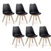 GrandCA HOME Set di 6 Sedie da cucina in plastica, sedie da pranzo moderne, gambe in plastica effetto legno, stile scandinavo, adatte per sala da pranzo, soggiorno e cucina - Nero