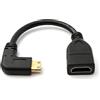 System-S Cavo HDMI 1.4, 17 cm, mini maschio a presa standard, adattatore ad angolo, nero