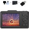 Getdoublerich Fotocamera digitale DV, videocamera 4K 48MP con schermo da 2,8, zoom 16x, messa a fuoco automatica per videocamera per registrazione HD (nero 32G)