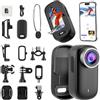 VeftBltrem Action Camera 4K, mini bodycam con schermo girevole a 180°, fotocamera magnetica POV con scheda da 64 GB, fotocamera subacquea impermeabile fino a 30 m, per ciclismo, moto, casco, animali