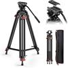 COMAN treppiede fotocamera da 188 cm Robusto treppiede per videocamera professionale Borsa per il trasporto da 8 kg Inclusa piastra a sgancio rapido, cavalletto fotografico tripod