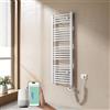 EMKE Radiatore da Bagno, 120 x 40cm, 500W, Scaldasalviette con WIFI Termostato, Curvo, Bianco, Termoarredo Asciugamani da Bagno